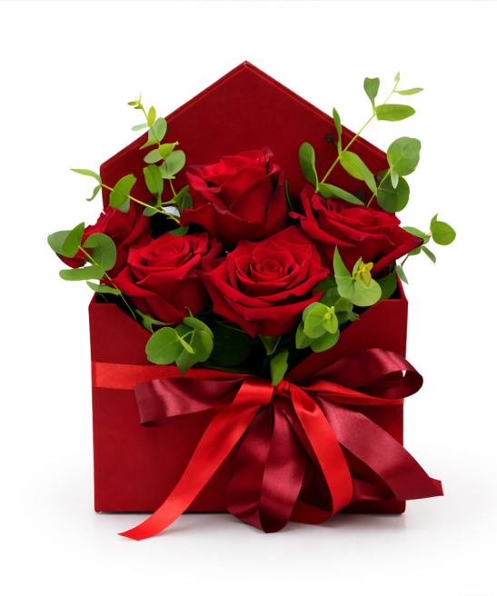 Βελούδινος Φάκελος με Κόκκινα Τριαντάφυλλα – Valentine’s Edition